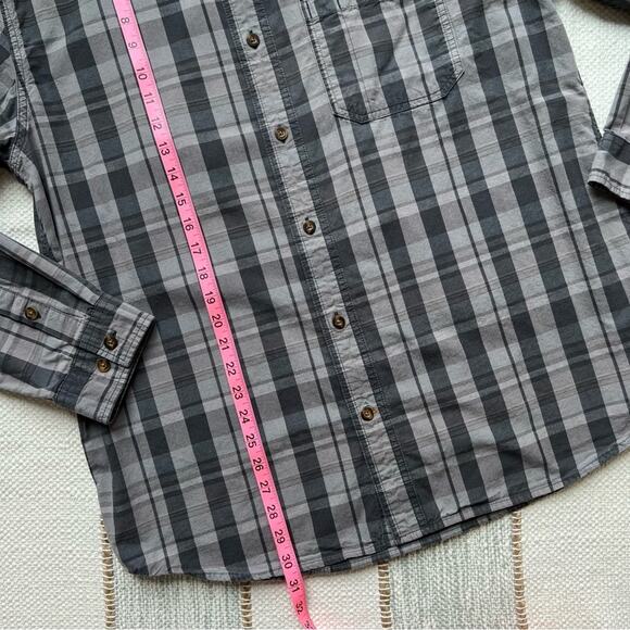 Carhartt Grey Plaid 100% Cotton Relaxed Fit Button Down Shirt Men’s Size Large - Picture 2 of 8